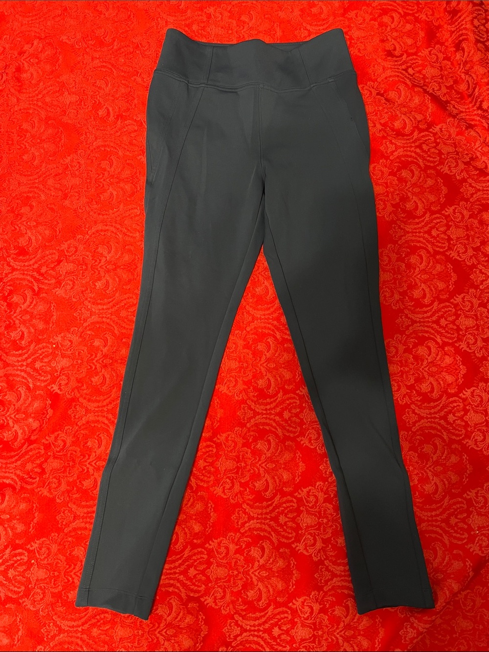 Athleta Blue High Rise Ponte Leggings XS Zip Ankle Performance